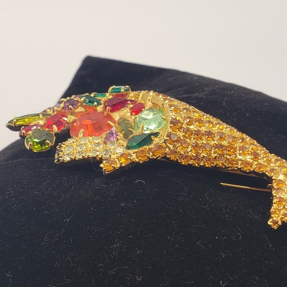 Bauer Cornucopia autumnal colored brooch, vintage - Picture 7 of 11